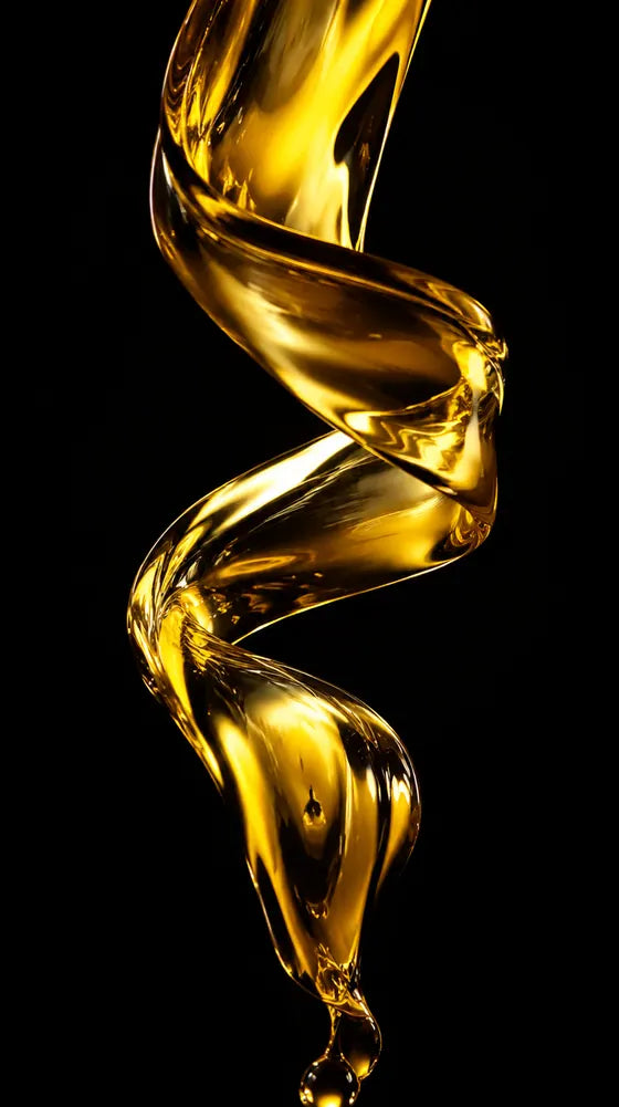 Nastro di olio extra vergine di oliva appena versato